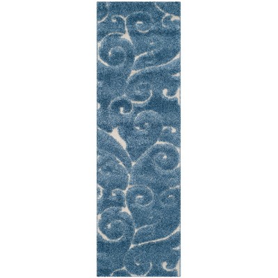 2'3"x9' Runner Swirl Loomed Rug Light Blue/Cream - Safavieh