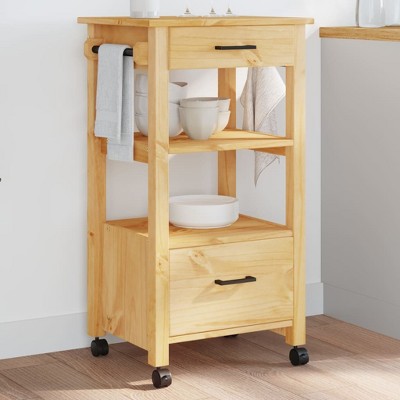 vidaXL Kitchen Trolley MONZA 18.9 in.x15.7 in.x35.4 in. Solid Wood Pine