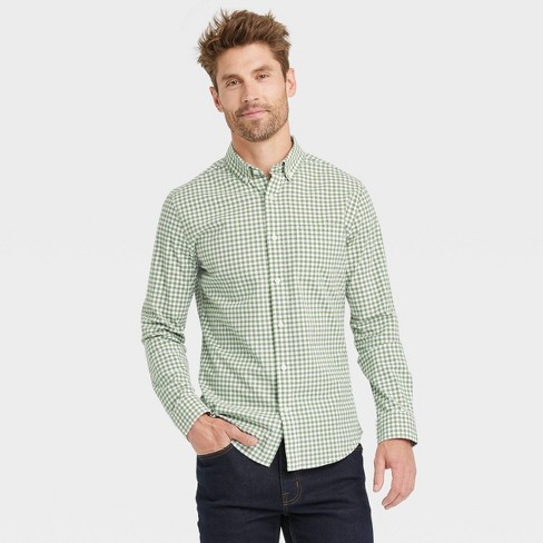 Mens olive store button down shirt