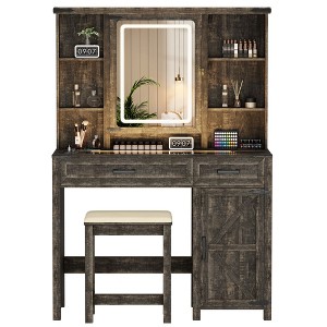 Fredees Makeup Vanity With LED Light and Jewelry Mirror Cabinet - 1 of 4