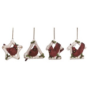 Transpac Resin Birch Branch Cardinal Ornament Set of 3 Christmas Home Decorations - 1 of 1