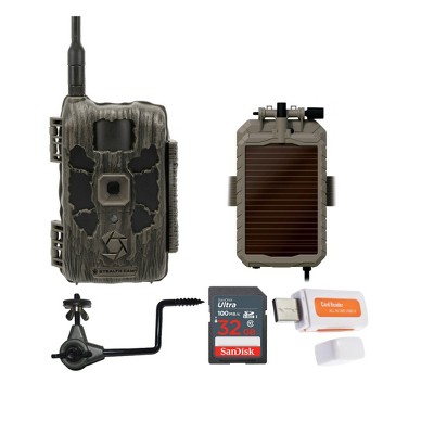 Stealth Cam 40MP Deceptor Max Cellular Trail Camera with Solar Battery Pack Simple Camera Holder 32GB Memory Cards and Card Reader