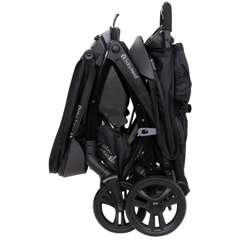 Baby Trend Sit N' Stand Double Stroller 2.0 DLX with 5 Point Safety Harness, Canopy, Extra Basket, 2 Cup Holders & Covered Compartment, Stormy, 3 of 7