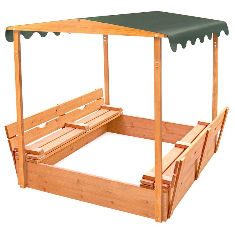 Badger Basket Covered Convertible Cedar Sandbox with Canopy and Two Bench Seats, 1 of 9