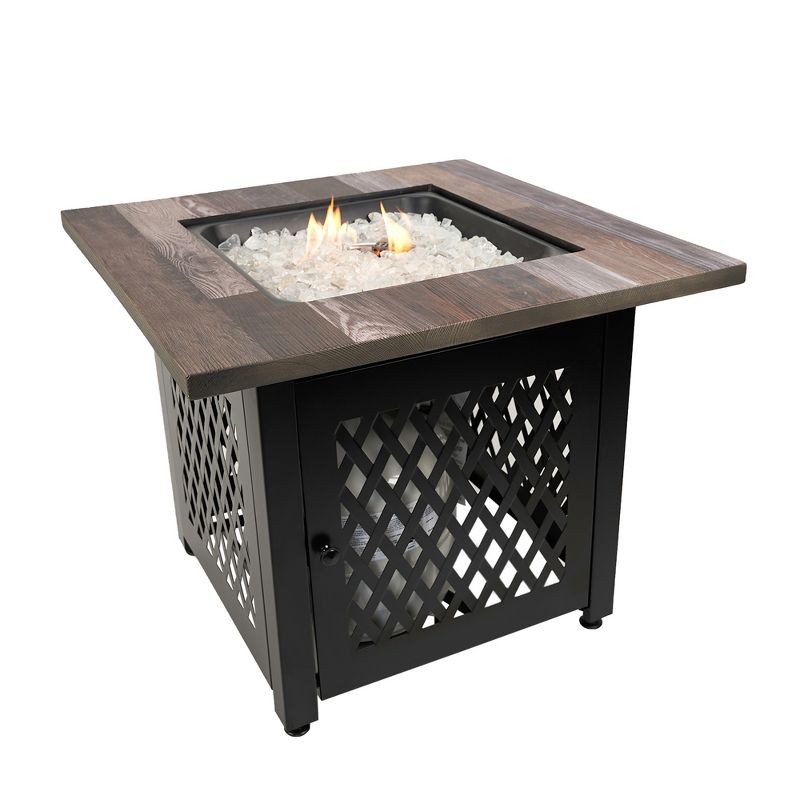 Endless Summer 30 Inch Square Outdoor UV Printed 50,000 BTU LP Gas Fire Pit​ Table with Faux Mantel and Stamped Steel Base, 1 of 9
