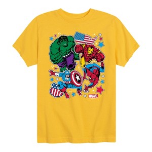 Boys' - Marvel - Avengers America Stickers Style Short Sleeve Graphic T-Shirt - 1 of 4