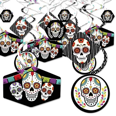 Big Dot of Happiness Day of the Dead - Sugar Skull Party Hanging Decor - Party Decoration Swirls - Set of 40