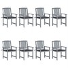 vidaXL 8X Solid Acacia Wood Patio Chairs with Cushions - Gray Garden Seating Set - 24"x22.4"x36.2" - 2 of 4