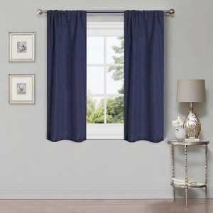 Classic Linen Design Room Darkening Semi-Blackout Curtains, Set of 2 by Blue Nile Mills - 1 of 4