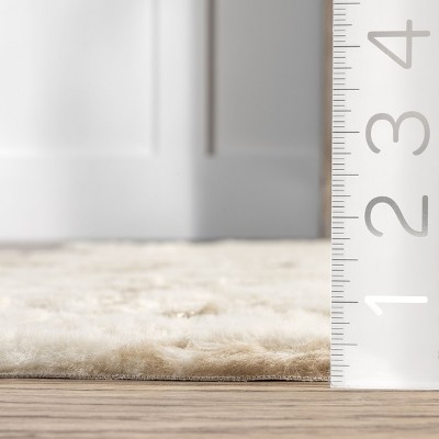 Off-White Faux Cowhide Handmade Tufted Square Rug