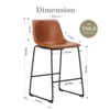 FURNIinspire Counter And Bar Stools Armless Faux Leather Barstools With Metal Legs And Footrest, Dining Chairs For Kitchen, Brown, 20"*19"*39" - 3 of 4
