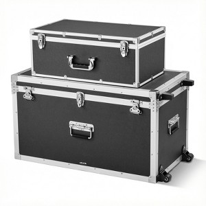 トランクセット VEVOR Metal Storage Trunk, Set of 2, Wooden Suitcase Storage Boxes