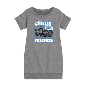 Girls' - Despicable Me Minions - Chillin' with Friends Graphic Short Sleeve Fleece Dress - 1 of 4