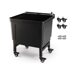 Winado Plastic Floor Mop Slop Sink With Wheels In Black - 1 of 4