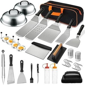 Aoibox 35-Piece Griddle Accessories Set for Flat Top Grills, Includes Spatulas, Scraper, Tongs, Egg Rings, and More for Outdoor BBQ and Camping - 1 of 4