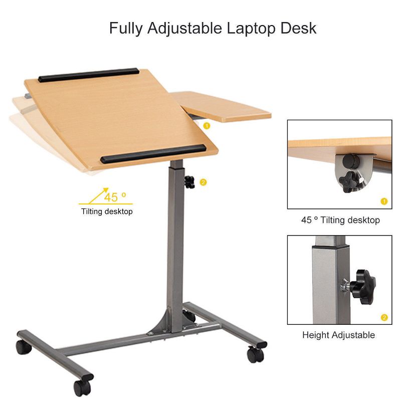 Costway 1PC Adjustable Laptop Notebook Desk Table Stand Holder Swivel Home Office Wheel, 3 of 11