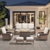 Buenhomino Patio Furniture with Fire Pit, Wicker Outdoor Couch and Swivel Rocking Chairs, Propane Fire Pit Conversation Set - 2 of 4