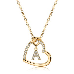 Turandoss 18K Gold Heart Initial Necklace for Women Girls, Dainty Zircon Pendant Necklace, Birthday Gifts for Women Girls, Gold Jewelry, 20+2.5In - 1 of 4