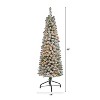 5ft. Flocked Pencil Artificial Christmas Tree with 200 Clear Lights and 318 Branches – Slim Festive X-Mas Tree - 2 of 4