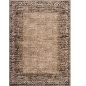 Vintage Washable Large Area Rug for Bedroom Living Room, Bordered Non Slip Floor Carpet for Dining Room, Retro Accent Throw Mat - 1 of 4
