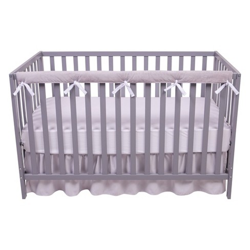 Sammy And Lou Long Reversible Velour Crib Rail Cover White Gray