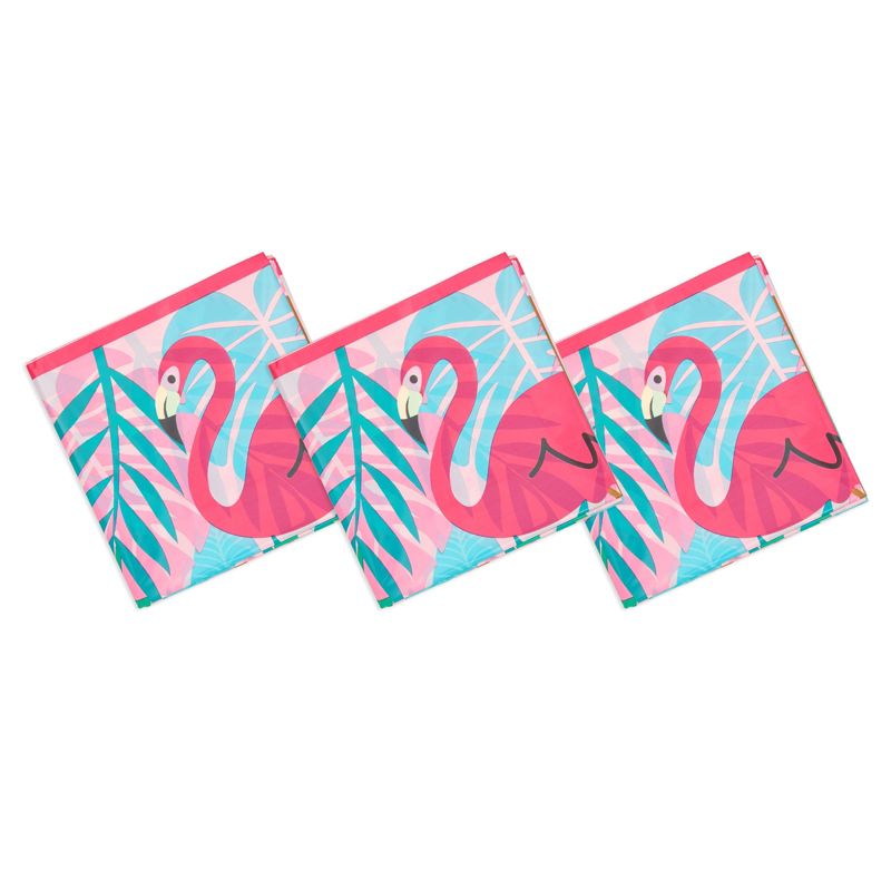 Sparkle and Bash 3 Pack Pink Flamingo Tablecloths Plastic Table Covers for Tropical Party Decorations, 54 x 108 In, 5 of 7