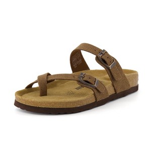 CUSHIONAIRE Luna Cork Footbed Women's Sandals-Comfortable Slip-On Slides with Adjustable Straps & Memory Foam|Beach Essential Summer Sandals for Women - 1 of 4