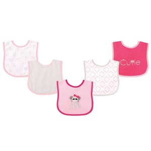 Luvable Friends Baby Girl Cotton Terry Drooler Bibs with PEVA Back 5pk, Elephant, One Size - 1 of 1