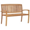 vidaXL Stacking Patio Bench with Cushion, 50.6" Solid Teak Wood - 2 of 4