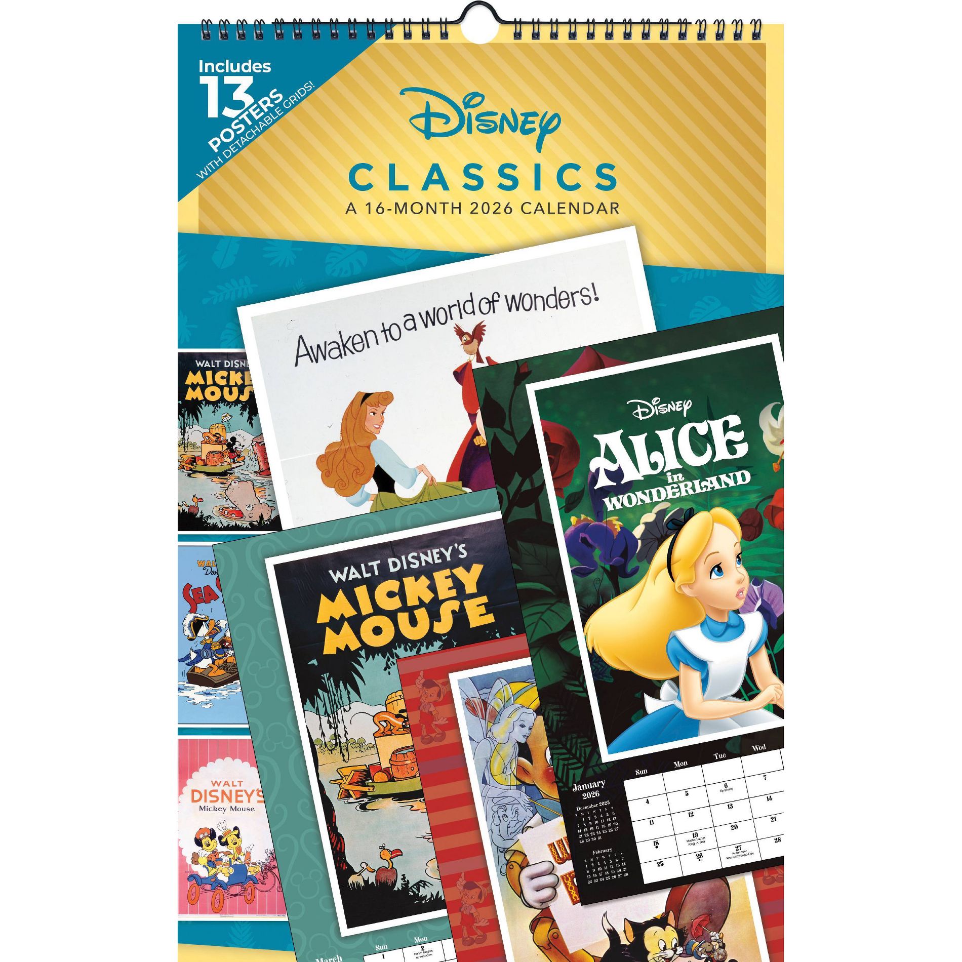 Disney 2026 Classic Posters 11"x17.2" Oversized Calendar