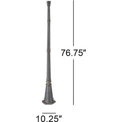 Hepworth Bronze 76.75" Outdoor Post Light with Gold Bands