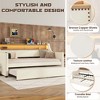 Angel Sar Twin Daybed with Trundle, Charging Station&LED RGB Lights, Upholstered Daybed with Bronze Nail Head Trim - 4 of 4