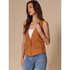INSPIRE CHIC Women's Casual Linen Loose Faux Flap Pocket Lightweight Blazer Vest - 3 of 4