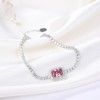 Halo Tennis Chain Bracelet for Women Adjustable Sterling Silver Pink CZ Ginger Lyne Collection - 3 of 4