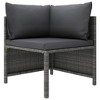 vidaXL 4 Piece Patio Lounge Set with Cushions Poly Rattan Gray - 2 of 4