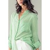 Women's Stripe Collarless Button Down Shirt - Urban Daizy - image 3 of 4