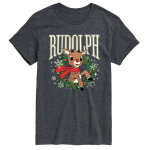 Men's - Rudolph - Rudolph Wreath Collegiate Short Sleeve Graphic T-Shirt - 1 of 4