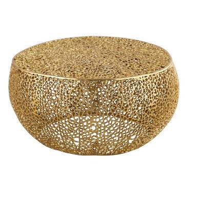 NicBex Modern 20" Round Aluminium Coffee Table with Hollow Design for Living Room and Bedroom
