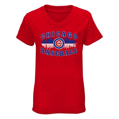 MLB Chicago Cubs Girls' V-Neck T-Shirt - XS