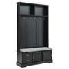 APRILSOUL Elegant Hall Tree , Versatile Coat Rack, 6 Silvery Hooks & Handles, Mudroom Bench Cabinet , White, - 2 of 4