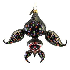 Blubom 4.25 In Polka Dot Halloween Bat Ornament Upside Down Tree Ornaments - 1 of 3