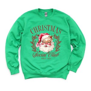 Simply Sage Market Women's Graphic Sweatshirt Christmas Social Club Santa - 1 of 4