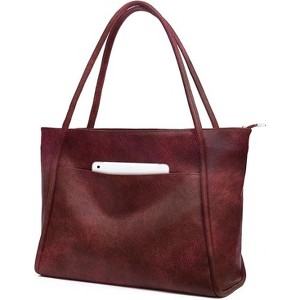 Large Black Tote Bag for Women Work with Zipper Vegan Leather Ladies Travel Handbags and Purses - 1 of 4