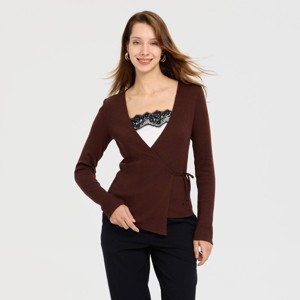 Women's Metallic Rib-Knit Wrap Cardigan - A New Day™ - 1 of 4
