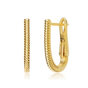 Guili Teens "U" Small Hoop Earrings with a Stylish Design, Available in White and Gold, Perfect for Everyday Wear and Modern Jewelry Collections - 1 of 3