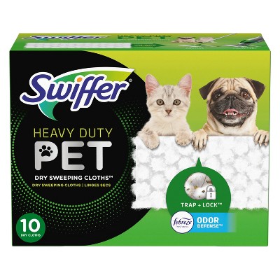 Swiffer Sweeper Pet Heavy Duty Multi-Surface Dry Cloth Refills for Floor Sweeping and Cleaning - 10ct