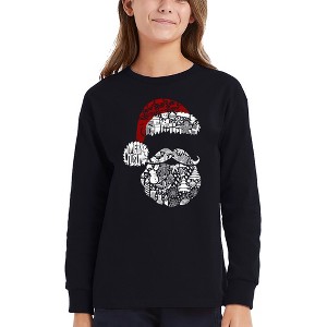 LA Pop Art Santa Pics - Girl's Word Art Long Sleeve T-Shirt - 1 of 4