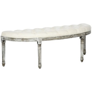 TiramisuBest Vintage Semi-Circle End of Bed Bench, Upholstered Bedroom Entryway Bench with Tufted Velvet-Touch Fabric & Rubberwood Legs, Gray - 1 of 4