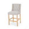 Counter Height Bar Stools Set Of 2,Fabric Tufted Wingback Kitchen Chairs,Armless Seat Height Dining Chairs With Wood Legs Footrest-Cuddlewood - 4 of 4