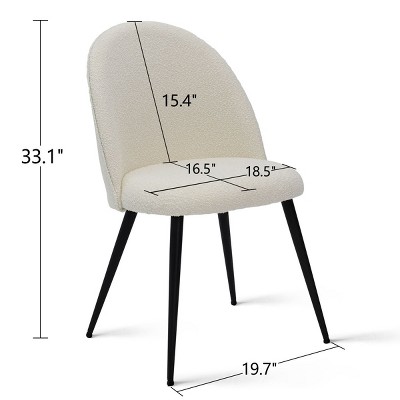 Beige Upholstered Side Chair with Black Metal Legs, Set of 4